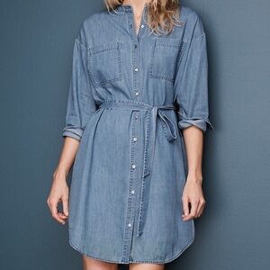 Eileen fisher organic cotton chambray long sleeve dress